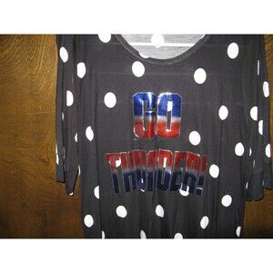 Womens Gameday Cashmere GO Thunder Oklahoma City Black Polka Dot Dress Size 2XL